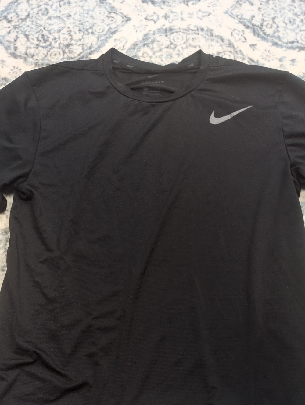 Nike Black Short Sleeve Athletic Tee with Gray Swoosh